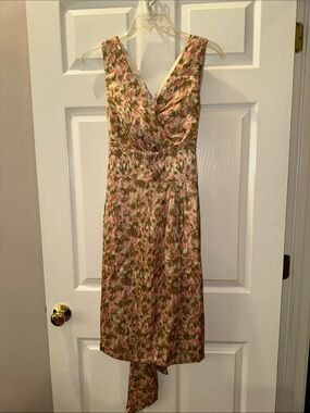Talbots Floral V-Neck Midi Dress - Pink & Olive